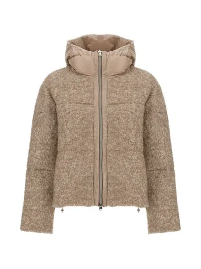 Herno Bouclé Short Down Jacket In Pink