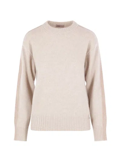 HERNO BOUCLÉ-BAND RIBBED-TRIM SWEATER