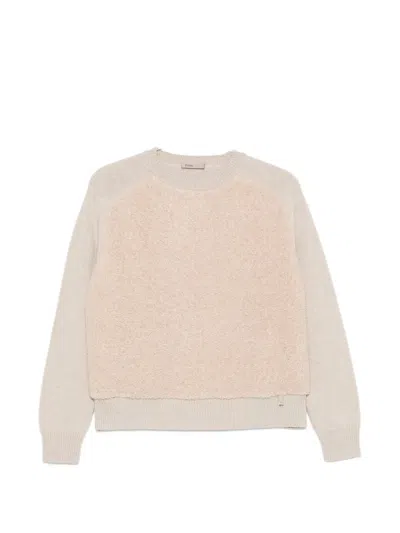 HERNO BOUCLÉ-PANEL WOOL SWEATER