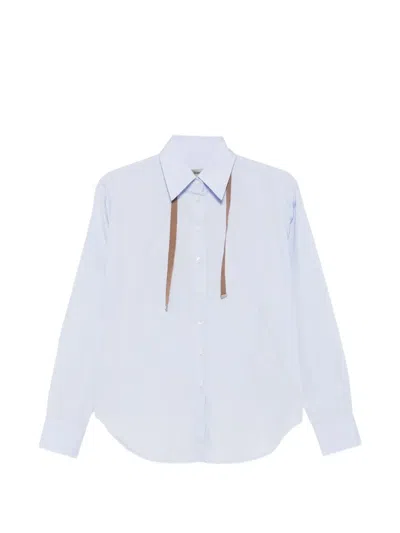Herno Bow-detail Long-sleeve Shirt In Blue