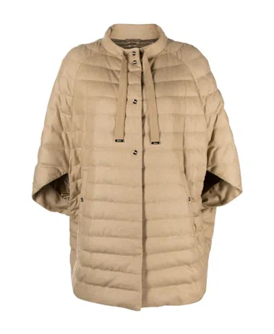 Herno Bow-detail Quilted Jacket In Neutrals