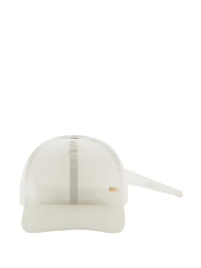 Herno Bow-detail Taffeta Baseball Cap In White