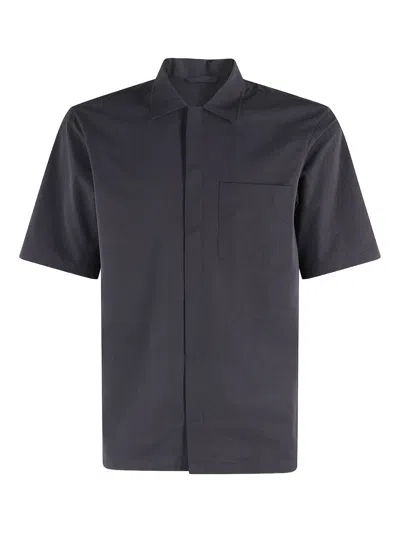 Herno Bowling Blu Navy Polyester Shirt In Blue