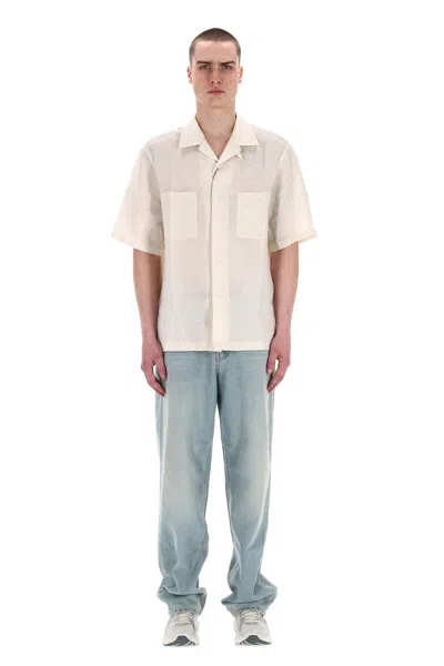 Herno Bowling Collar Linen Shirt In Transparent