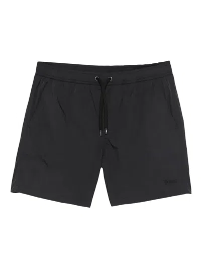 Herno Nylon Beach Shorts Back Pocket Eyelets In Black