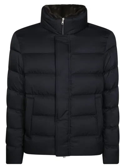 Herno Boxy Black Down Jacket With High Collar