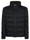Herno Boxy Black Down Jacket With High Collar In Blue