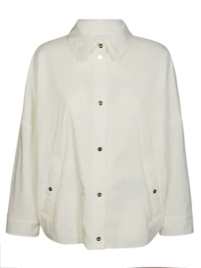 Herno Boxy Relaxed-fit White Overshirt With Snap Button Closure