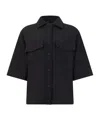 Herno Boxy Three-quarter Sleeve Buttoned Jacket In Black