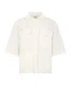 Herno Boxy Three-quarter Sleeve Buttoned Jacket In White
