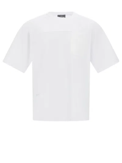 Herno Boxy-fit White Jersey T-shirt With Ribbed Crew Neck And Pocket Details