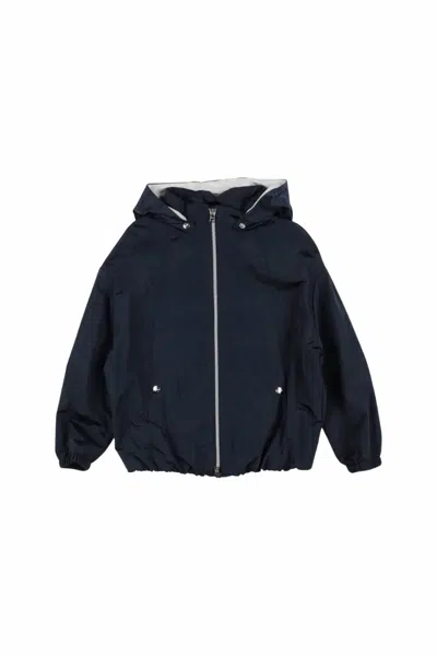 Herno Kids' Boys Crinkle Effect Hooded Jacket In Navy In Blue