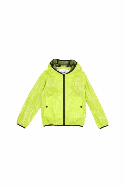 Herno Kids' Boys Zip-up Hooded Raincoat Jacket In Giallo Fluo In Yellow