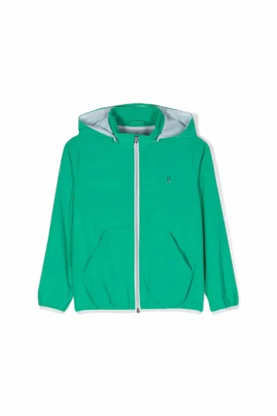Herno Kids' Boys Zip-up Hooded Raincoat Jacket In Jolly Green In Multi