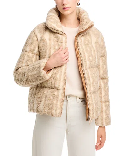 Herno Braided Zip Front Puffer Coat In Multi