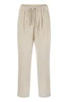 Herno Velvet Trousers With Relaxed Fit And Hip Pockets In Neutral