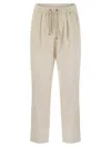 Herno Velvet Trousers With Relaxed Fit And Hip Pockets In Neutral