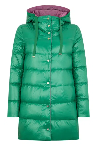Herno Bright Green Padded Jacket With Elegant Hood