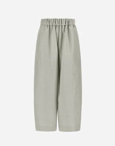 Herno Bright Linen Trousers In Chantilly