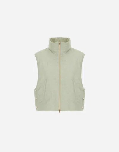 Herno Bright Linen Vest In Light Green