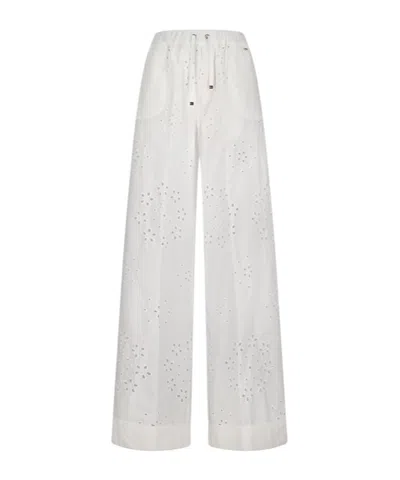 Herno Broderie Anglaise Wide-leg Pants In White