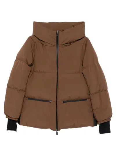 HERNO BRONZE HIGH-NECK QUILTED JACKET