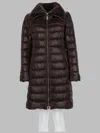 Herno Long Quilted Flared Down Jacket In Brown