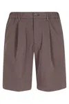 Herno Brown Bermuda Seer-crease Seersucker Polyester Shorts In Red