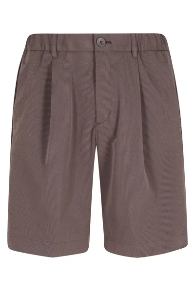 Herno Brown Bermuda Seer-crease Seersucker Polyester Shorts In Red