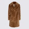Herno Longline Faux Fur Notched Lapel Single-breasted Coat In Brown