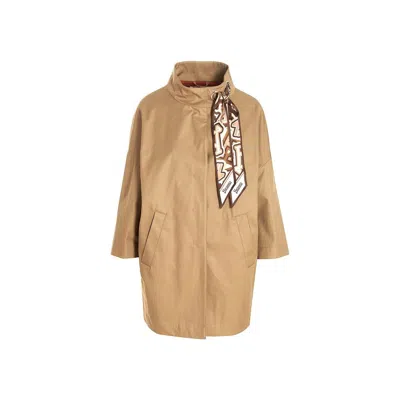 Herno Brown Cotton Coat In Nude