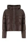 Herno Brown Cropped Down Jacket In Brown