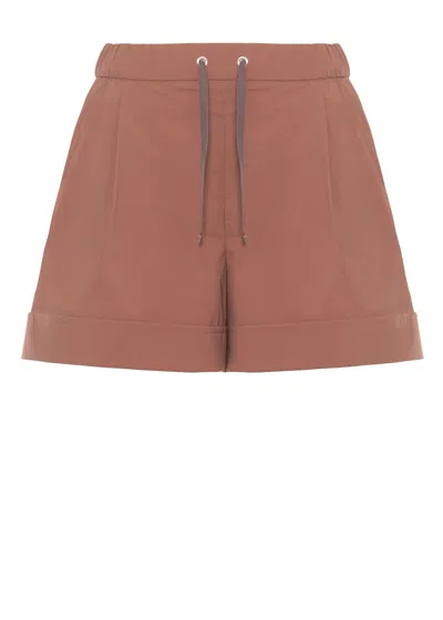 Herno Brown Elastic Waist Drawstring Shorts
