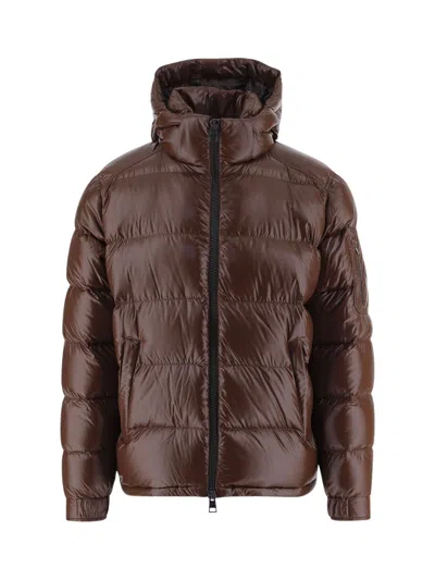 Herno Brown Hooded Glossy Quilted Polyamide Down Jacket