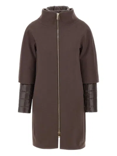 HERNO BROWN LONG-SLEEVE COAT
