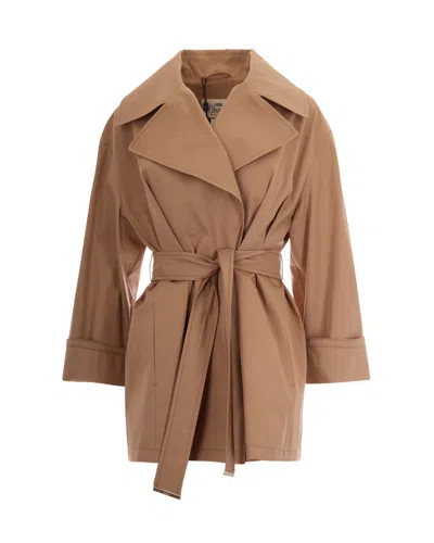 Herno Belted Trench Coat Long Sleeves Vent In Brown