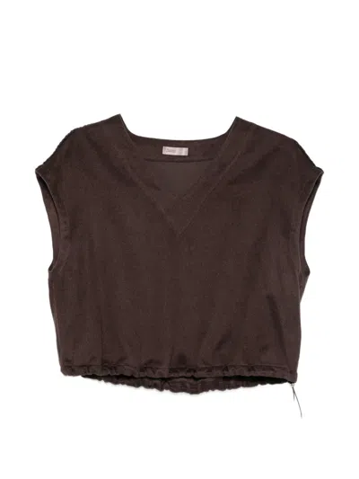 Herno Brown Polyester Modal Wool Blouse