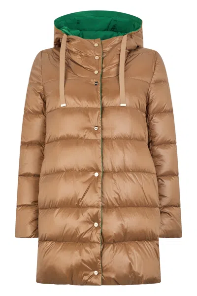 Herno Brown Puffer Jacket With Hood, Warm And Modern