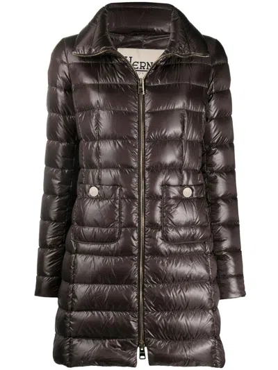 HERNO BROWN QUILTED JACKET
