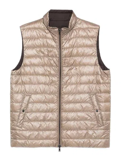 Herno Brown Reversible Padded Gilet In Neutral
