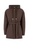 Herno Jacket Stretch Nylon Belted Waist In Brown