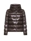 Herno Quilted High Collar Long Sleeve Jacket In Brown
