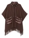 Herno Wool And Nylon Cape In Brown