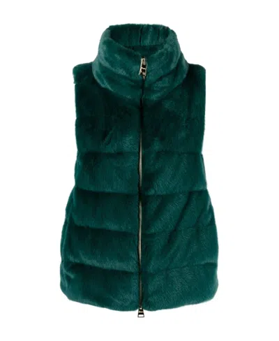 Herno Brushed-effect High-neck Gilet In Green