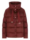 Herno Shiny Satin Cape Down Jacket Clothing In Red