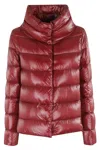 Herno Jacket In Nylon Ultralight And Lady Alternative Fur In Red