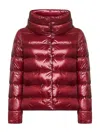 Herno Women Burgundy Ultralight Nylon Cape Down Jacket In Red