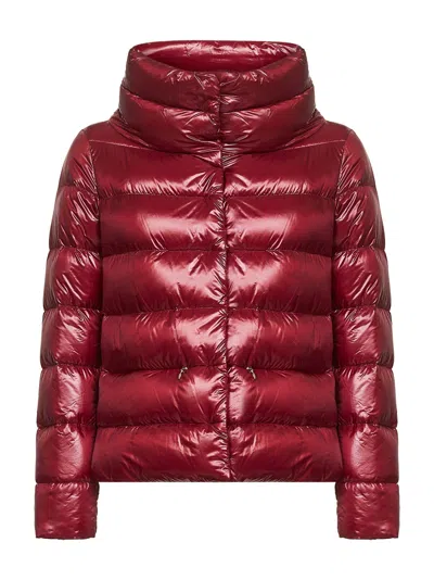 Herno Burgundy Ultralight Nylon Cape Down Jacket In Red