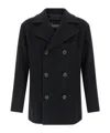 Herno Double-breasted Wool Coat Side Pockets In Black