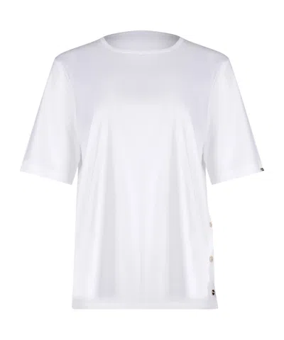 Herno Button Detail T-shirt In White
